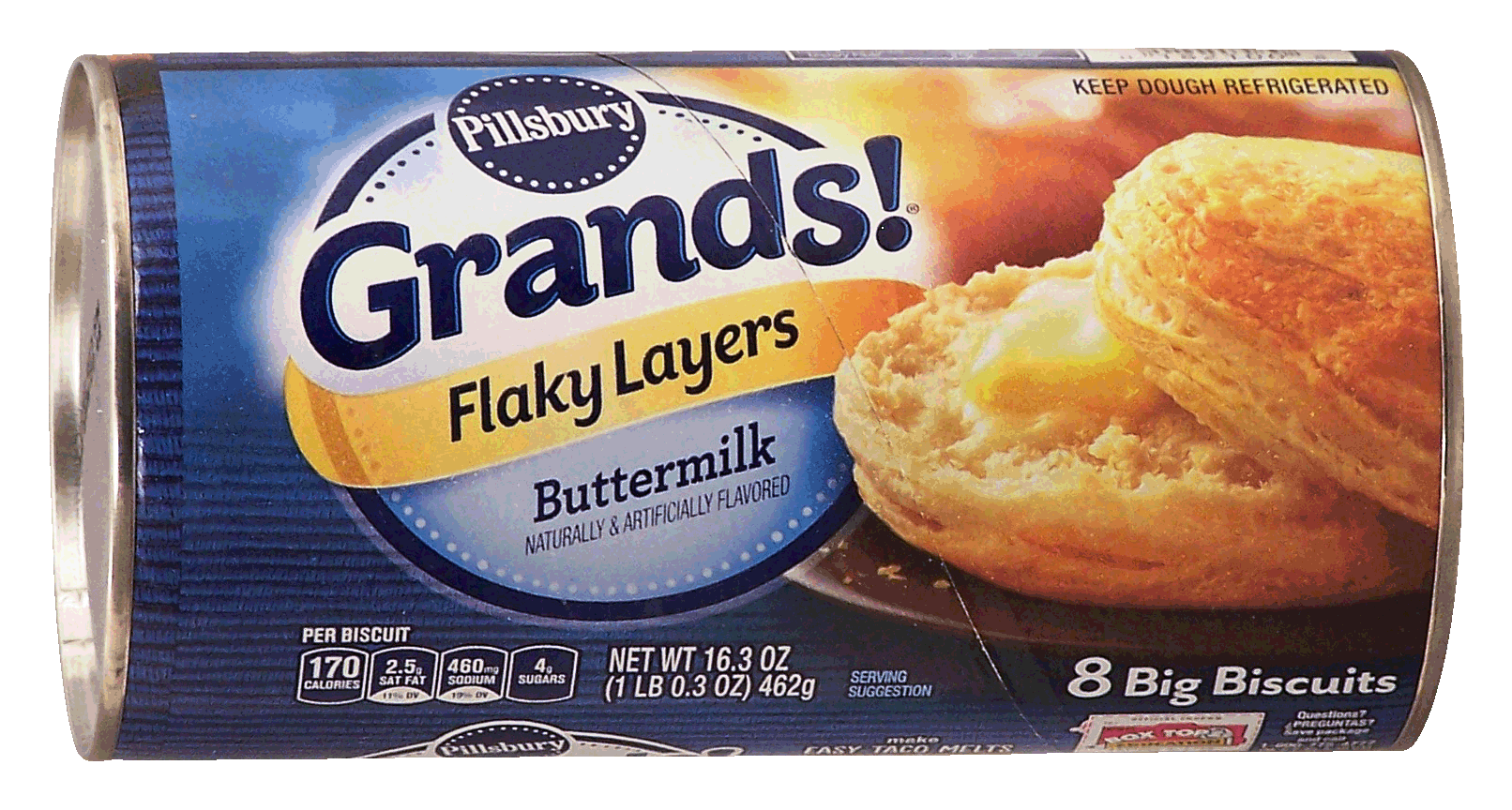 Pillsbury Grands! 8 buttermilk big biscuits dough, flaky layers Full-Size Picture